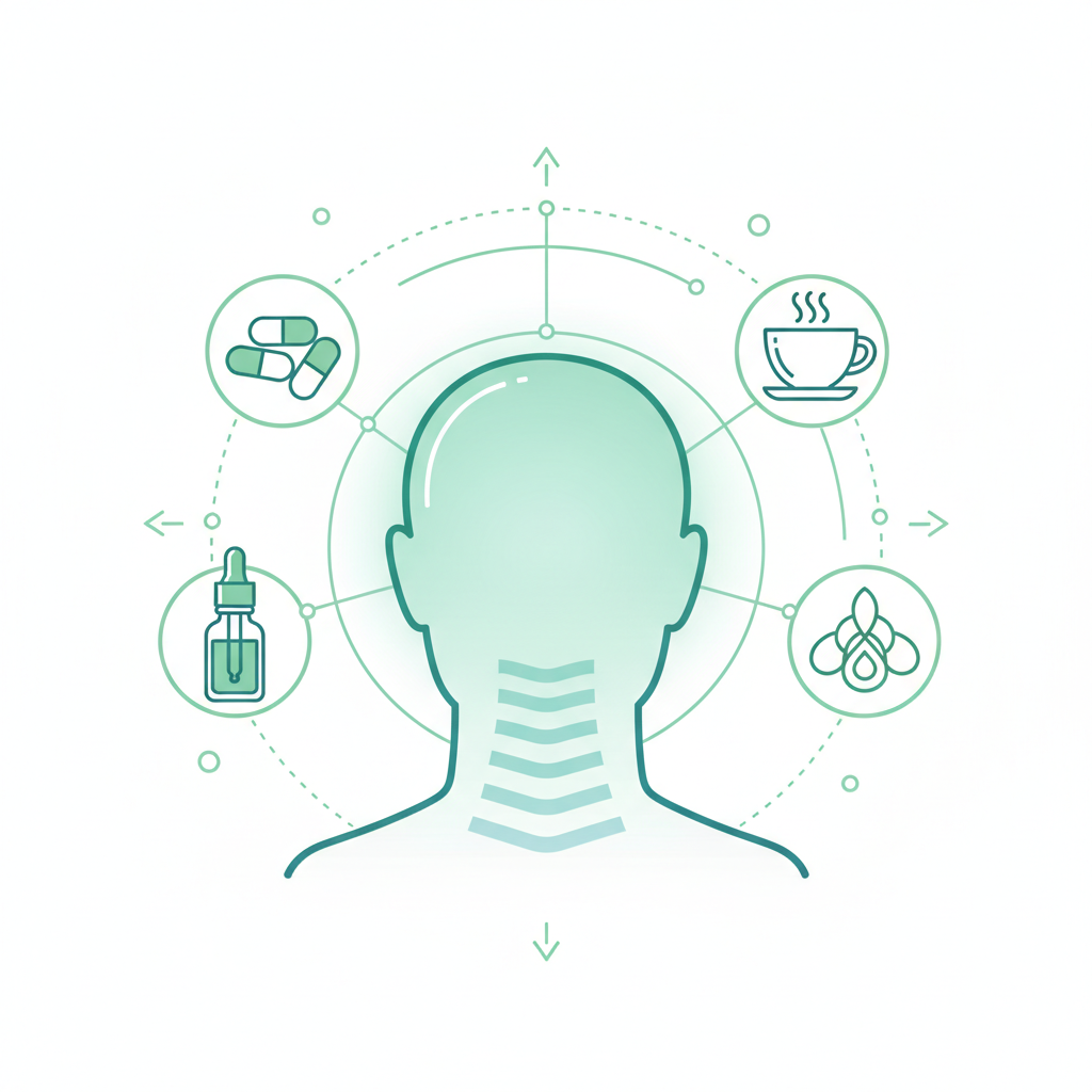 Various supplement bottles and pills, with a blurred background of a brain illustration, emphasizing caution and consultation