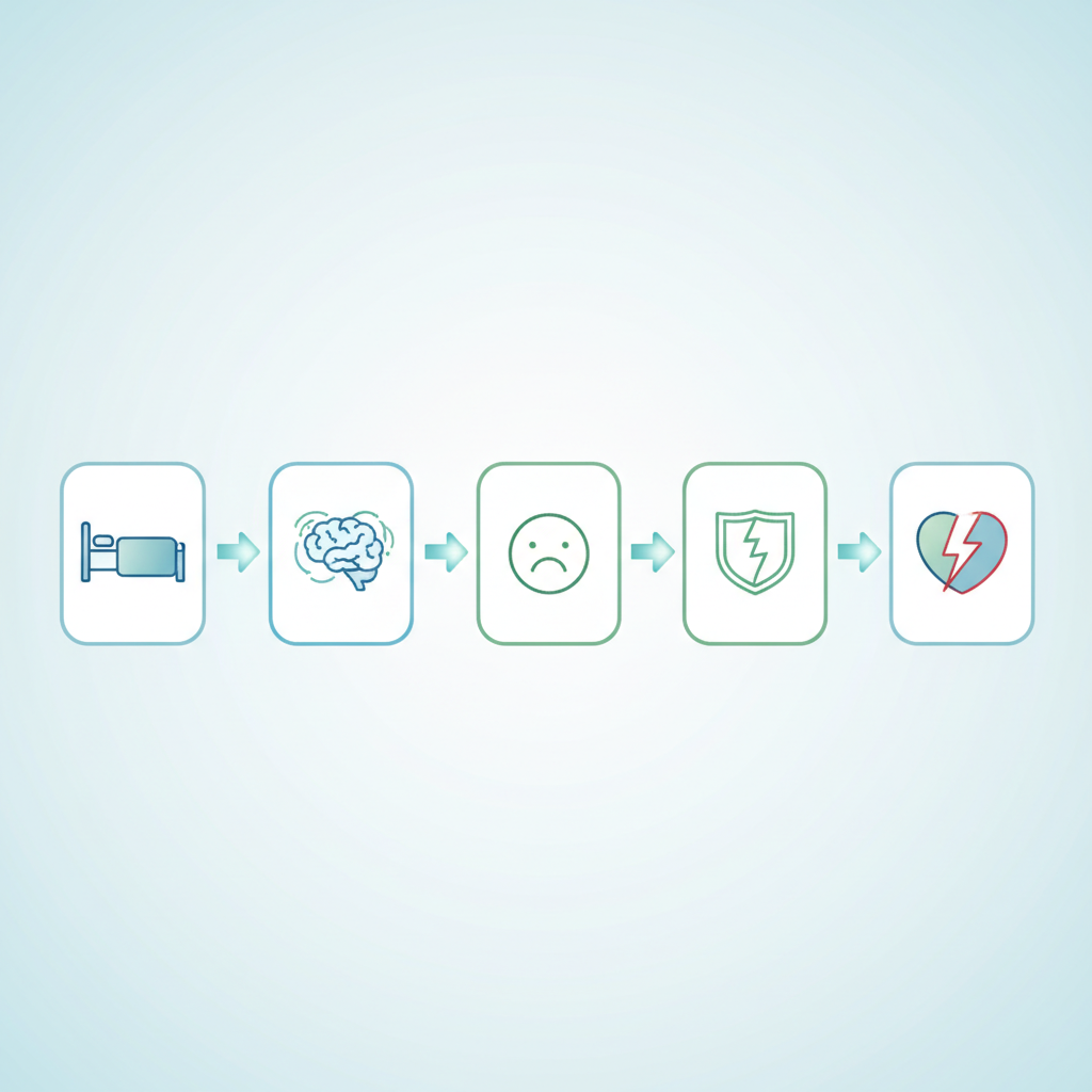 A person tossing and turning in bed at night, looking frustrated and awake