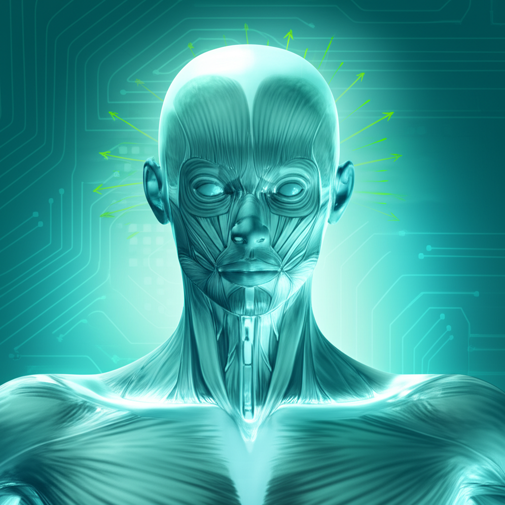 A thermometer next to a head silhouette, indicating fever or general illness related headache, with a bottle of medication nearby