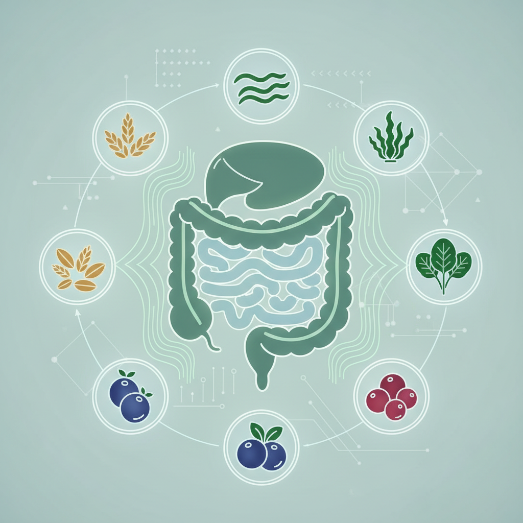 A vibrant display of fermented foods like kimchi, yogurt, miso, and sourdough bread