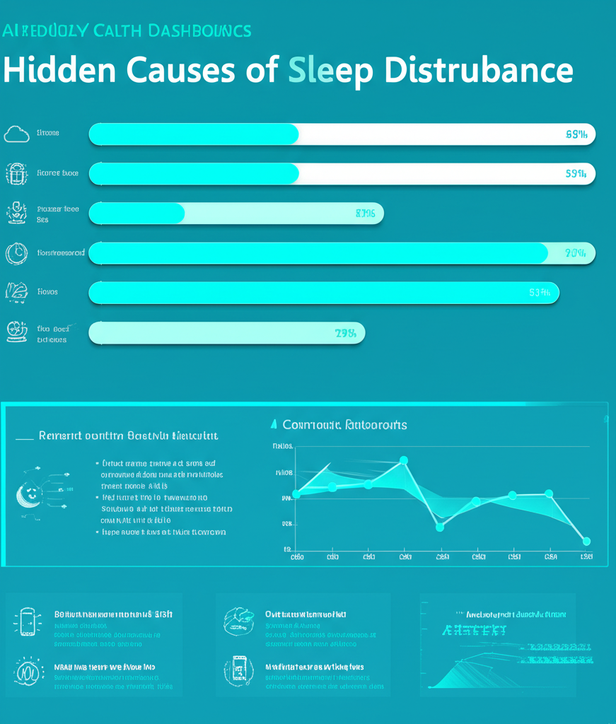 A person tossing and turning in bed, illuminated by a bright smartphone screen at night.