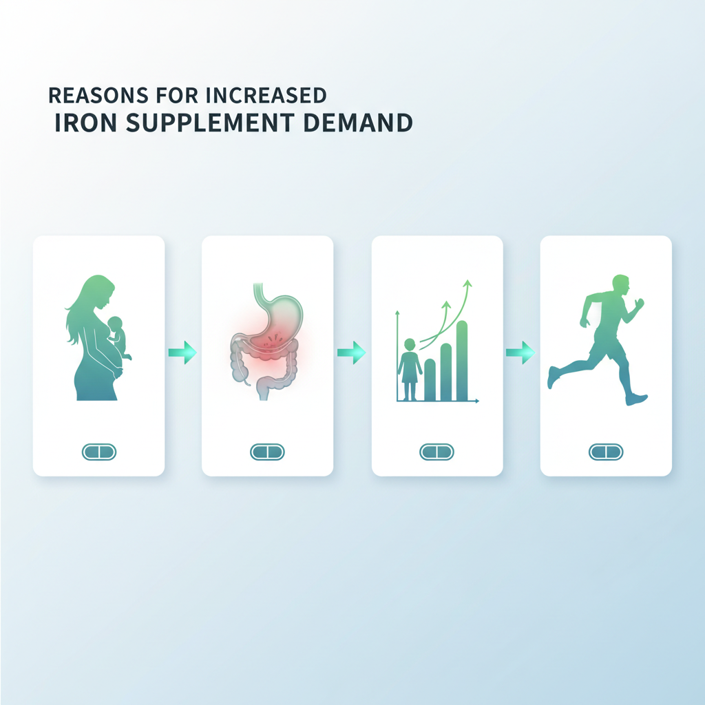 A visual guide showing different types of food and supplements, indicating 'take with' or 'avoid with' iron pills