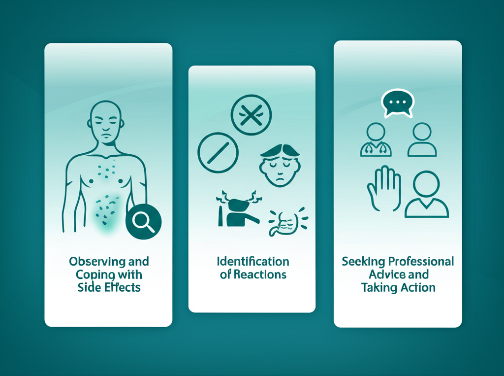 A person carefully reading a medication label and instructions, with a glass of water nearby