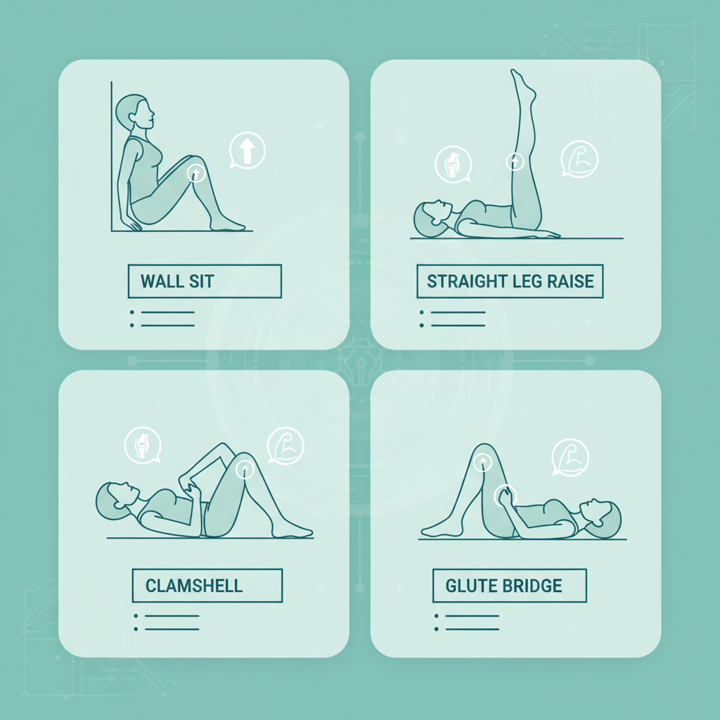 A person doing a gentle leg exercise, like a wall squat, with good form