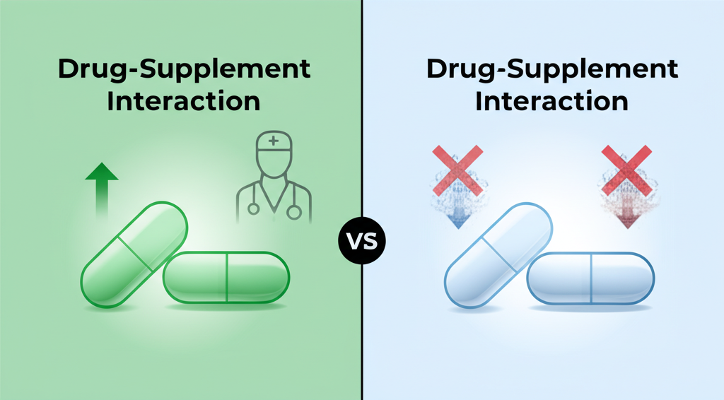 Person holding a pill and a glass of water, emphasizing safe medication practices.