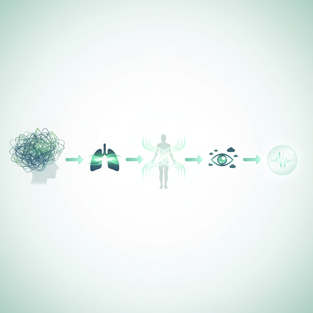 A person looking stressed, holding their head in their hands, with chaotic lines around them