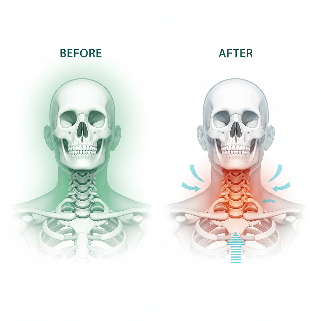 목이 뻣뻣하고 아파 보이는 사람