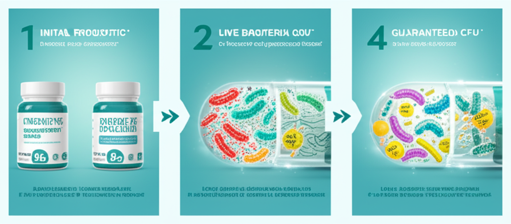 A person holding a magnifying glass over a probiotic supplement label, scrutinizing the ingredients.