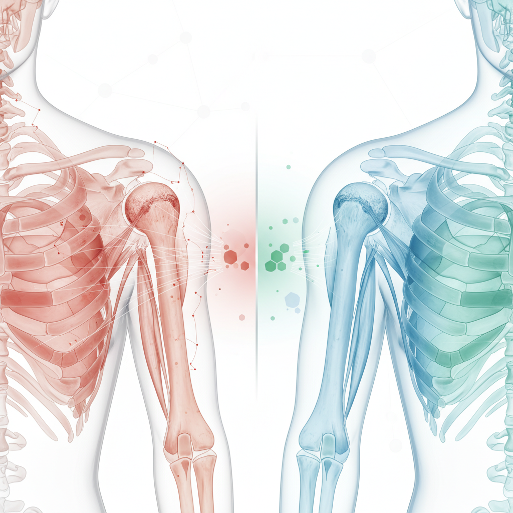 A doctor examining a patient's shoulder in a clinic, emphasizing professional medical consultation.