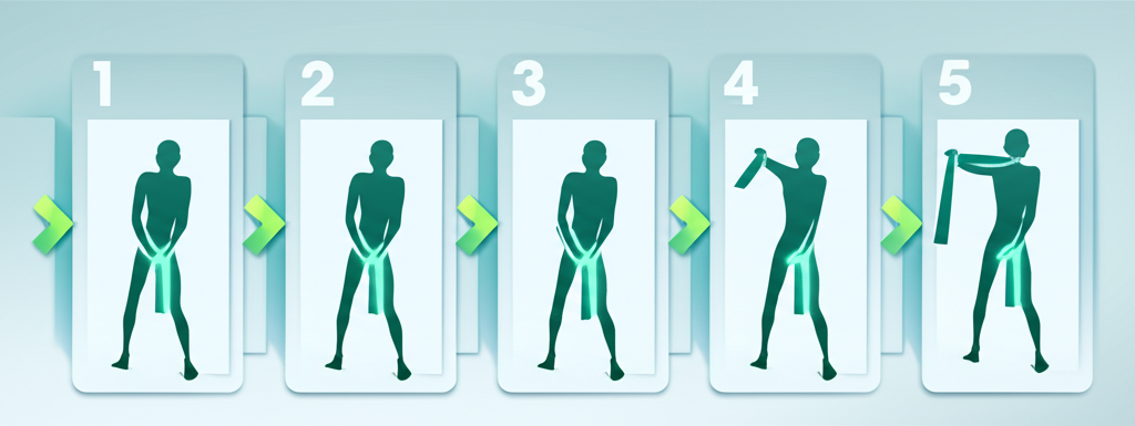 Person performing a gentle shoulder stretch in a living room