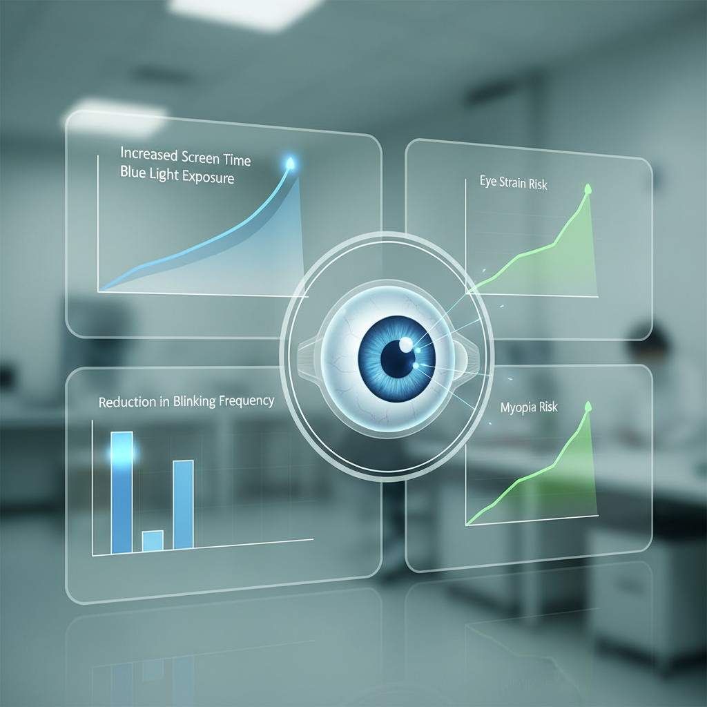 A person looking away from a computer screen, gazing out a window, practicing the 20-20-20 rule