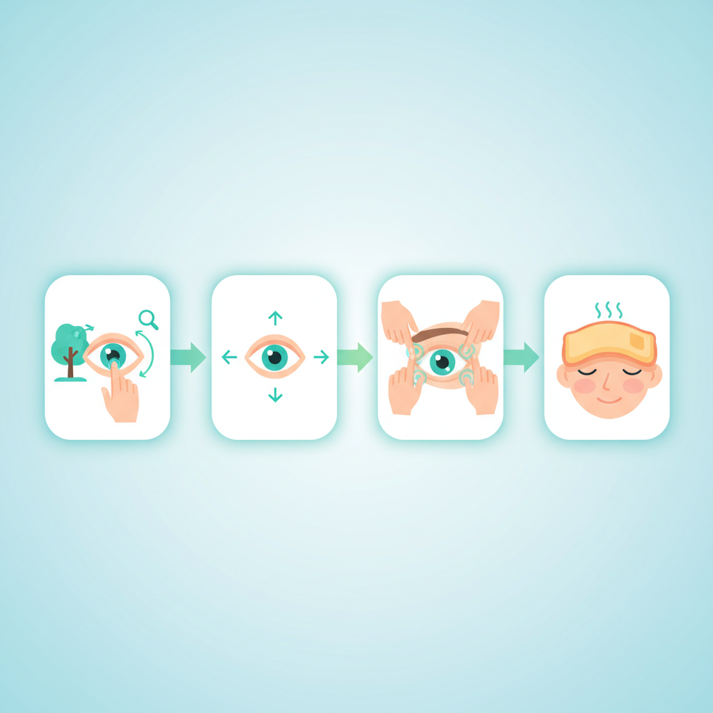 A vibrant assortment of eye-healthy foods like carrots, spinach, salmon, blueberries, and eggs on a wooden table