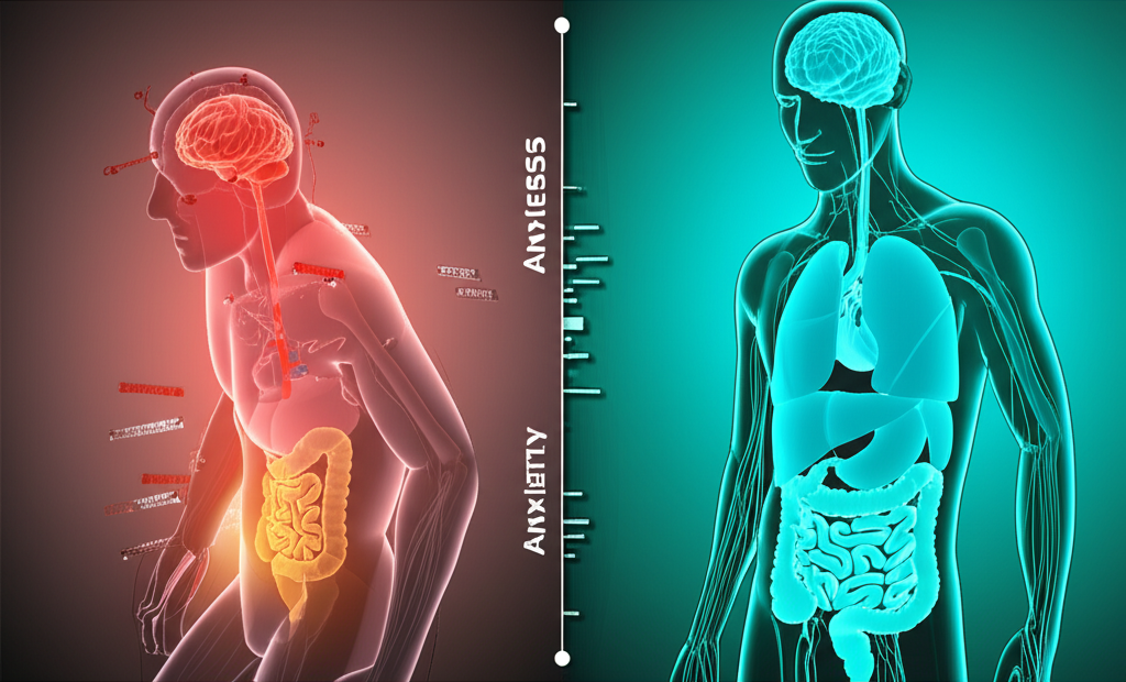 A diagram showing the vagus nerve connecting the brain to the heart and lungs, with arrows indicating the calming effect of deep breathing.