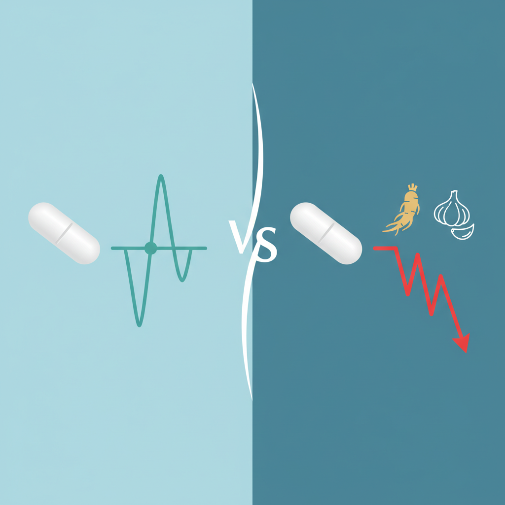 A checklist or step-by-step infographic showing a person thoughtfully reviewing medication and supplement bottles, symbolizing careful planning.